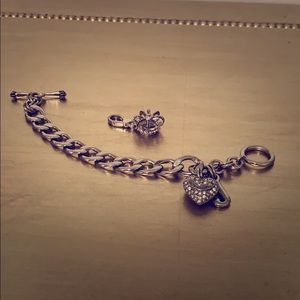 Juicy Couture Pave Heart Banner Logo Bracelet